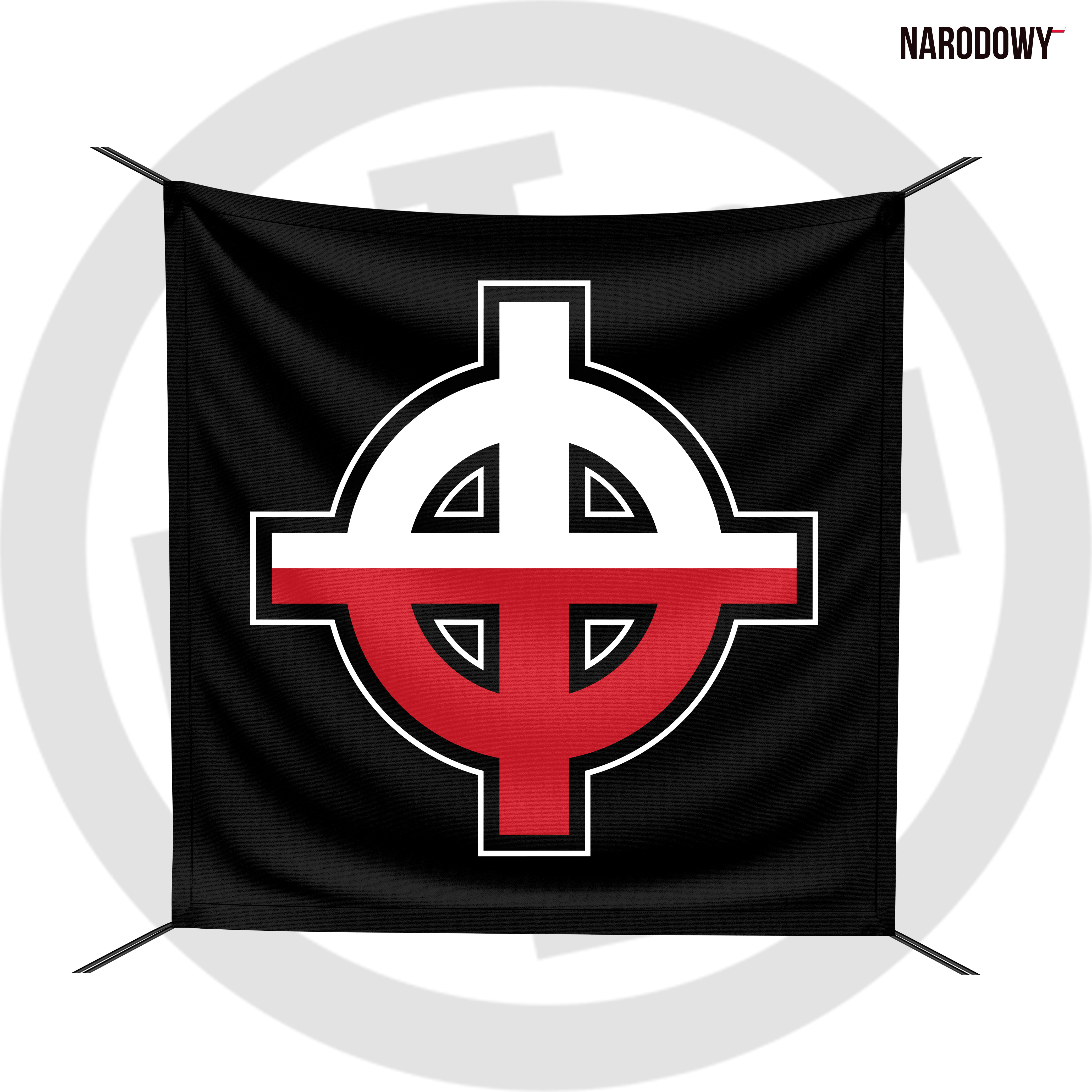 Flaga Krzyż Celtycki - biało-czerwony